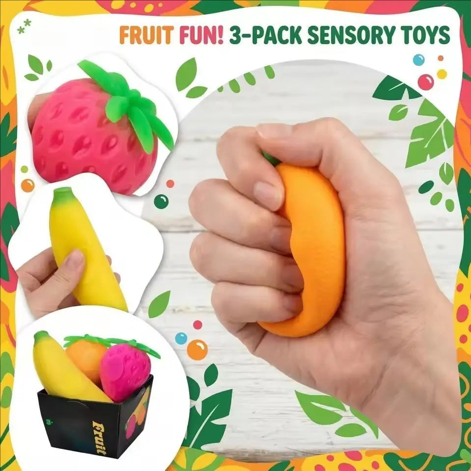 Fruit NeeDoh Squishy Toys! Strawberry, Banana, Orange!
