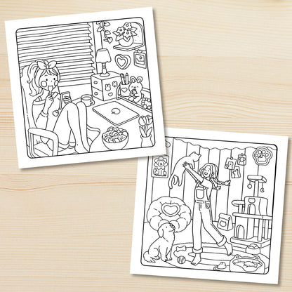 COZY HOME: Coloring Book Featuring Cute Cozy Daily Activities for Relaxation!