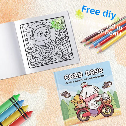 COZY DAYS: Daily Coloring Book Simple Lines For Stress Relief!