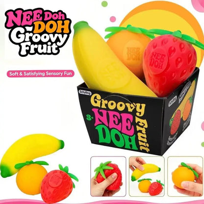 Fruit  NeeDoh Squishy Toys! Strawberry, Banana, Orange!