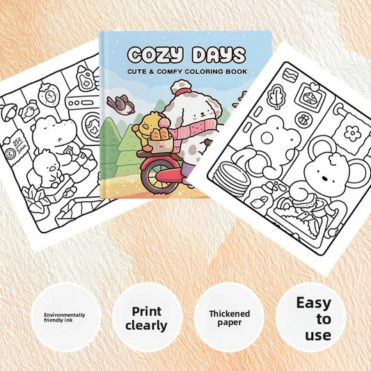 COZY DAYS: Daily Coloring Book Simple Lines For Stress Relief!