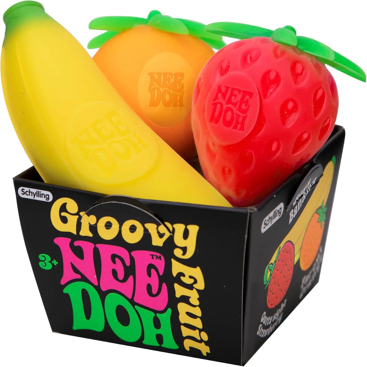 Fruit  NeeDoh Squishy Toys! Strawberry, Banana, Orange!
