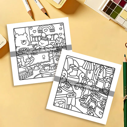 COZY FRIENDS: Coloring Book for Adults Featuring Cute Cozy Daily Activities for Relaxation (Cozy Spaces Coloring)