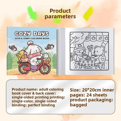 COZY DAYS: Daily Coloring Book Simple Lines For Stress Relief!