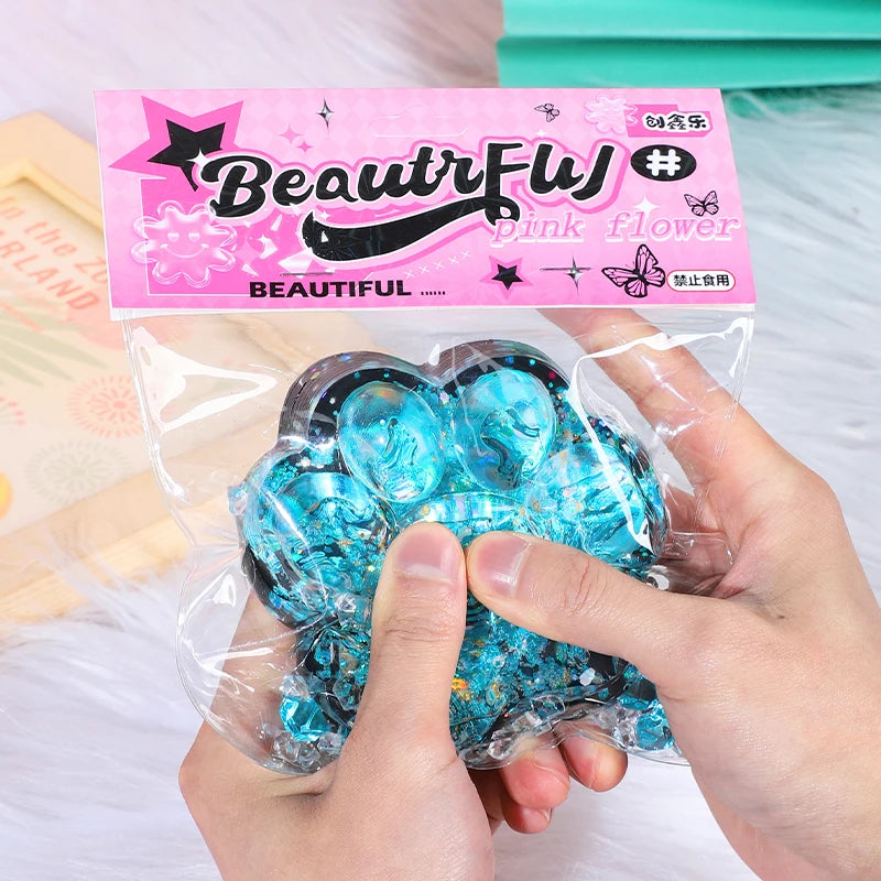 Glitter Taba Squishy Cat Paw Squeeze Toy!