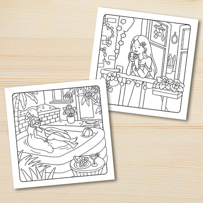 COZY HOME: Coloring Book Featuring Cute Cozy Daily Activities for Relaxation!